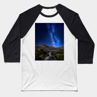 Welsh Mountain and Lake View with Milky Way Baseball T-Shirt